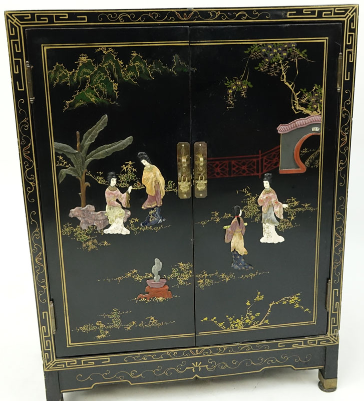 Mid Century Chinese Lacquered Cabinet.