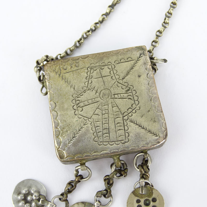 19th Century or Earlier Greek Silver Icon / Reliquary Necklace.