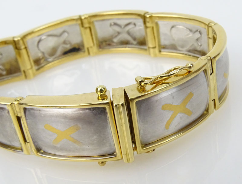 Vintage Tiffany & Co by Paloma Picasso Platinum and 18 Karat Yellow Gold Link Bracelet.