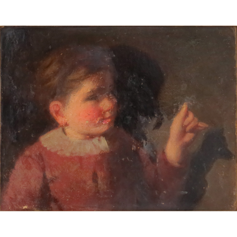 Style of Old Master 19th Century "Hand Shadows" Oil on Artist Board. 