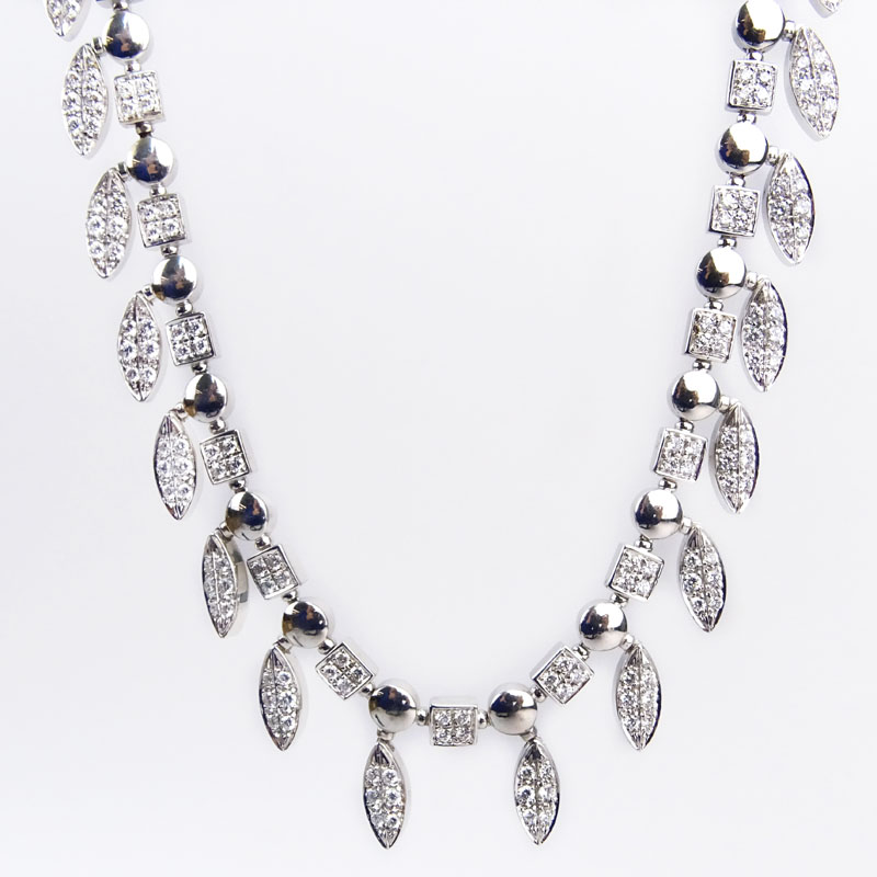 Bulgari Approx. 11.50 Carat Pave Set Round Brilliant Cut Diamond and 18 Karat White Gold Necklace.