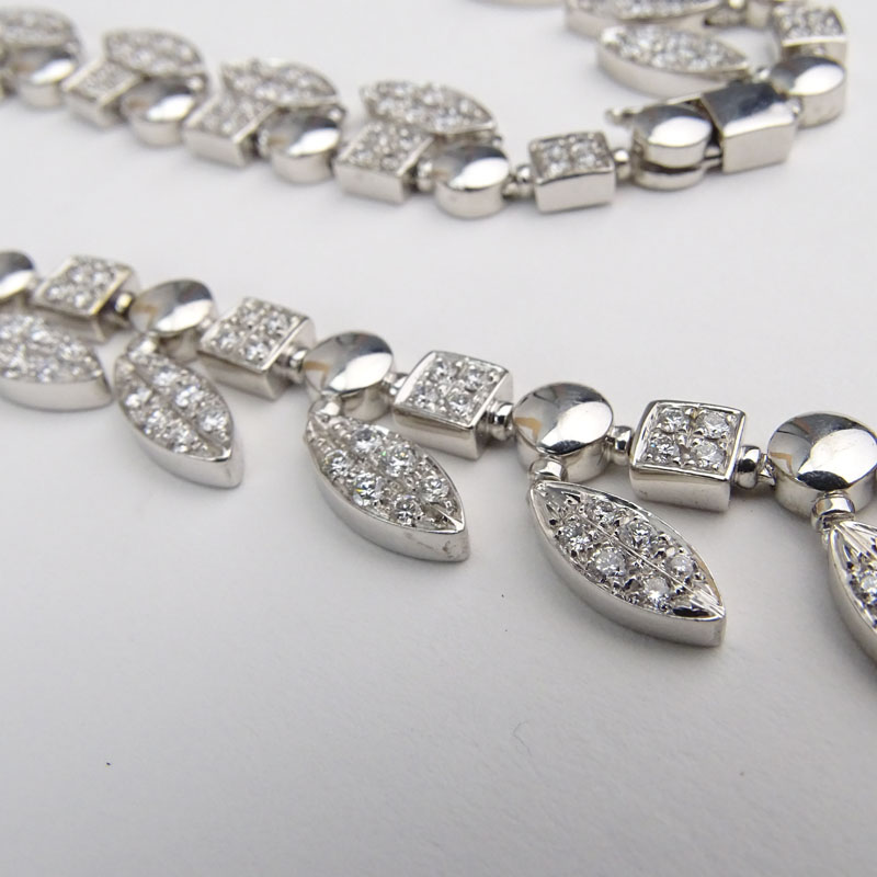 Bulgari Approx. 11.50 Carat Pave Set Round Brilliant Cut Diamond and 18 Karat White Gold Necklace.