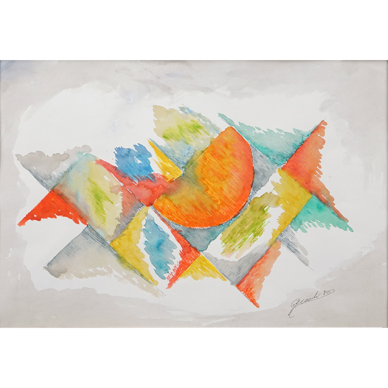 Modern European School Watercolor "Abstract Composition" 