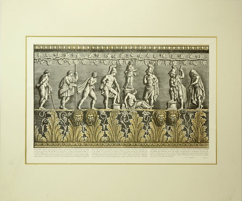 Two (2) Ornamental Frieze Engravings After Francesco Piranesi, Italian (born circa 1758-1810). Edizione Ponte Vecchio. 