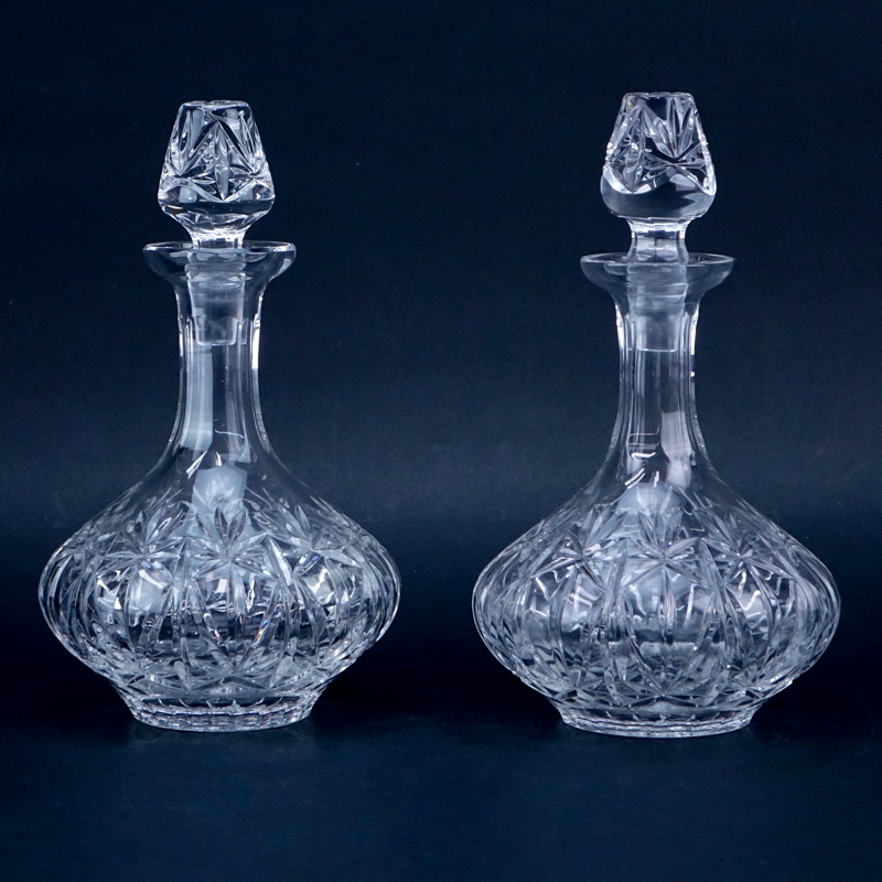 Pair of Moser Karlsbad Cut Crystal Decanters.