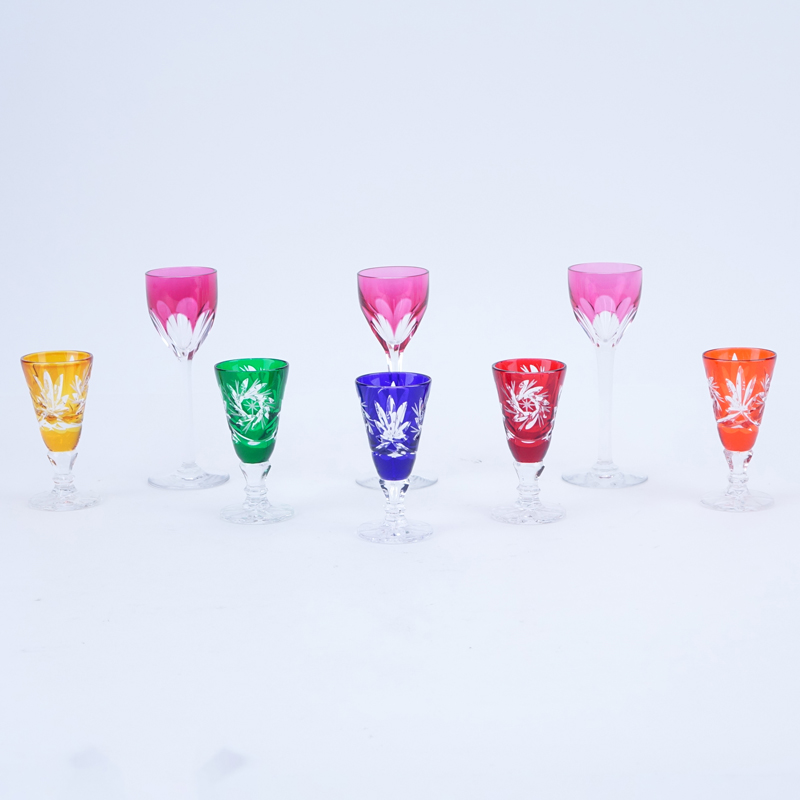 Collection of Eight (8) Color Crystal Glassware.