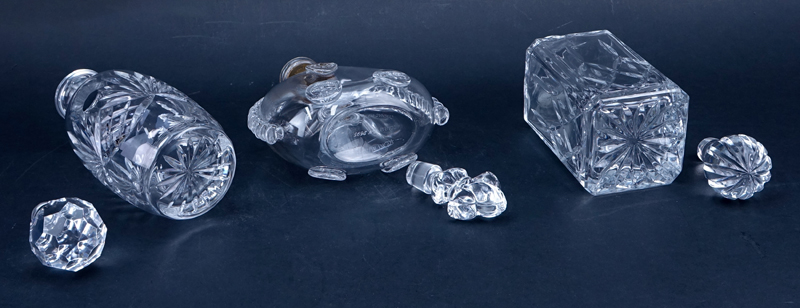 Collection of Three (3) Crystal Decanters.