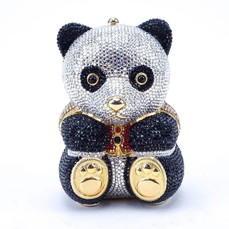 Judith Leiber Panda Crystal Pave Minaudiere.