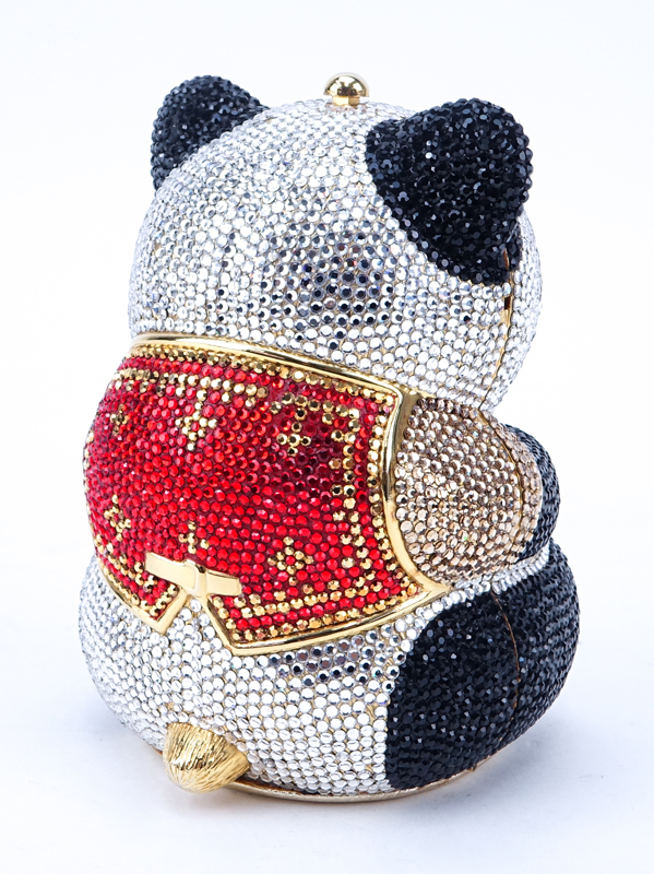 Judith Leiber Panda Crystal Pave Minaudiere.