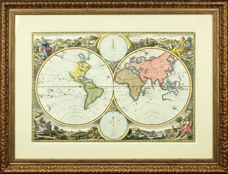 Modern Hand Colored World Map.