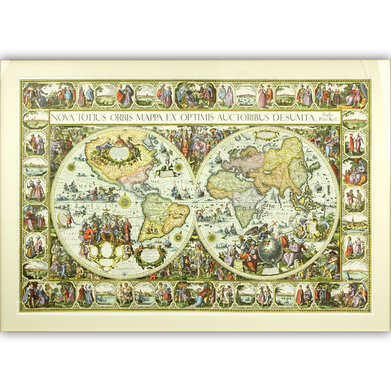 Modern Hand Colored Map - Nova Totius Orbis Mappa, ex optimis auctoribus desumta, Studio Petri Kaeri.