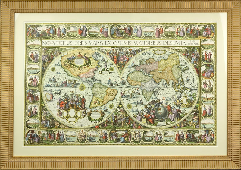 Modern Hand Colored Map - Nova Totius Orbis Mappa, ex optimis auctoribus desumta, Studio Petri Kaeri.