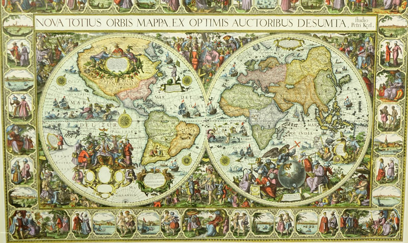 Modern Hand Colored Map - Nova Totius Orbis Mappa, ex optimis auctoribus desumta, Studio Petri Kaeri.