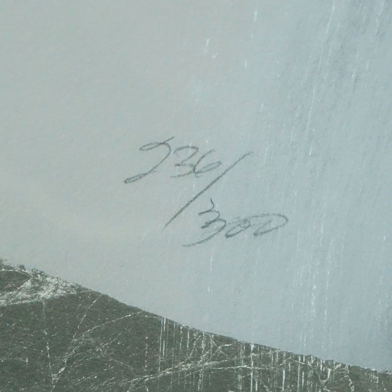 Victoria Montecinos, American (b.1944) "Mirage Argent" Lithograph with Silver Leaf, Pencil Signed and Numbered.
