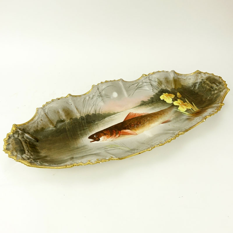 Large Limoges Hand Painted Porcelain Fish Platter.