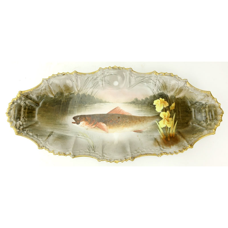 Large Limoges Hand Painted Porcelain Fish Platter.