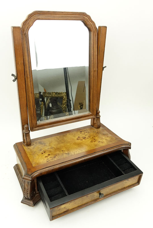 Vintage Georgian Style Wood Dressing/Toilet Mirror with Drawer.