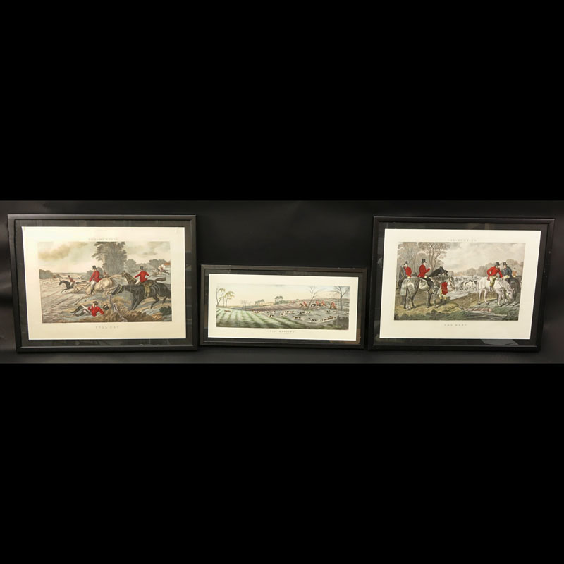 Three (3) Antique Fox Hunting Engravings.