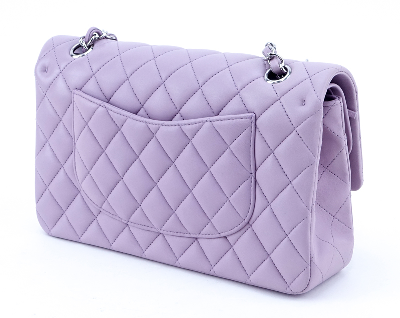 Chanel Lavender Quilted Lambskin Leather Classic Double Flap Bag.