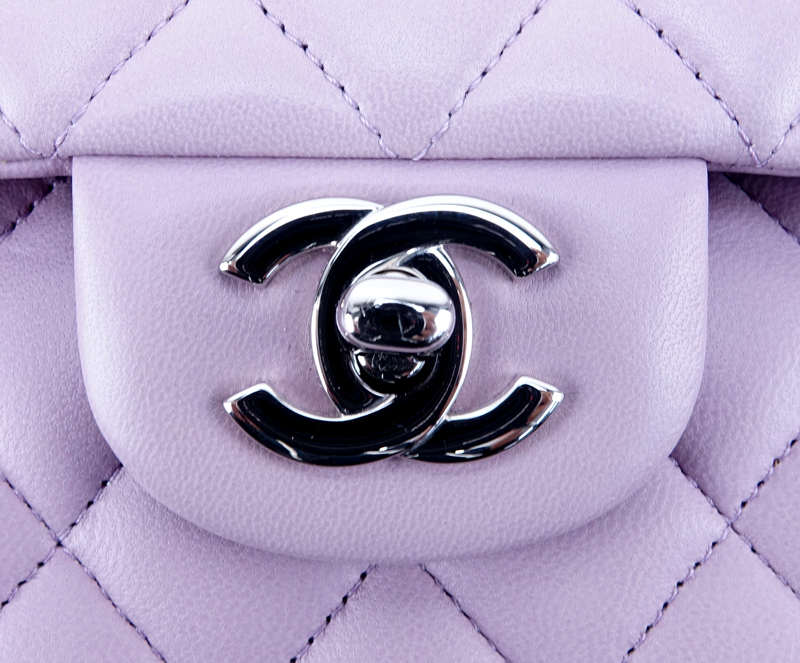 Chanel Lavender Quilted Lambskin Leather Classic Double Flap Bag.