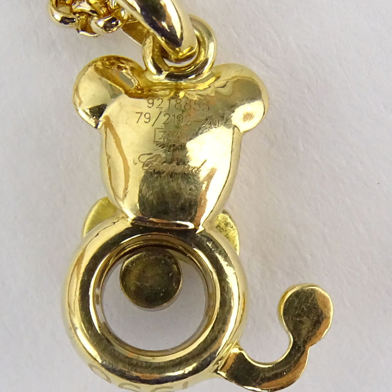 Vintage Chopard Happy Diamond and Multi Gemstone 18 Karat Yellow Gold Mouse Pendant Necklace.