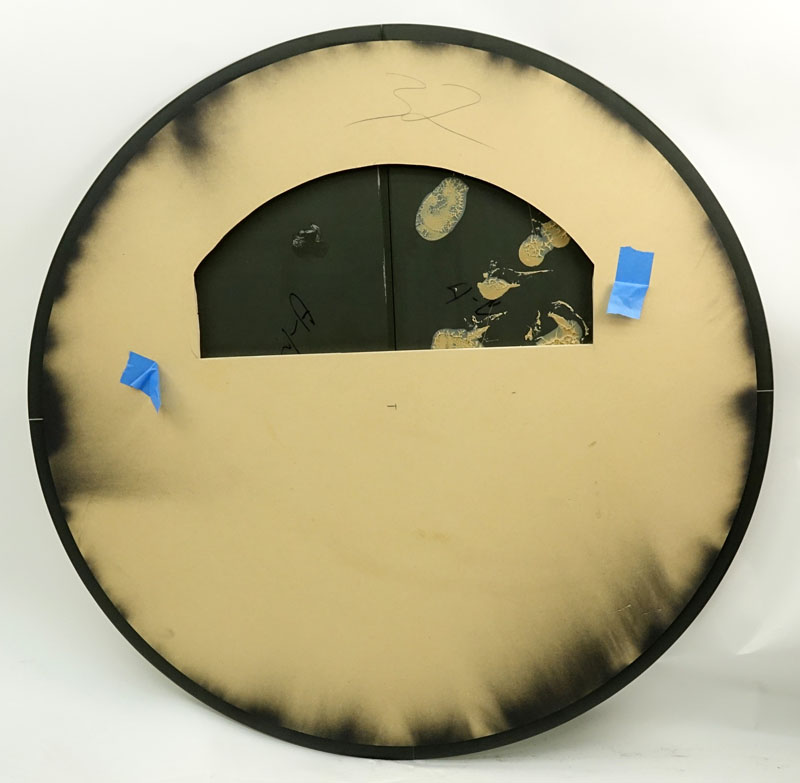 Late 20th Century Karl Springer Style "Saturn" Beveled Mirror.