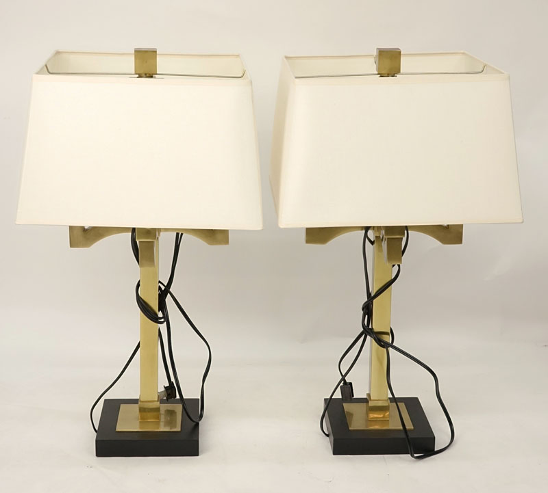 Pair of Modern Brass 4 Arm Candelabras Style Lamps.