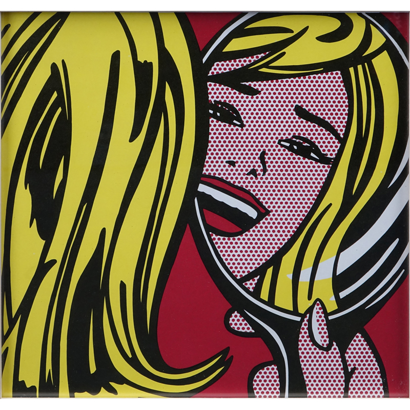 After: Roy Lichtenstein, American (1923-1997) Color lithograph "Girl With Mirror". 