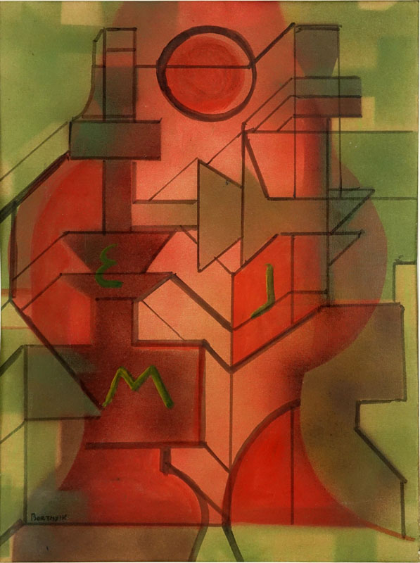 Attributed to: Sándor Bortnyik, Hungarian (1893-1976) Mixed media on paper "Constructivist Composition". 