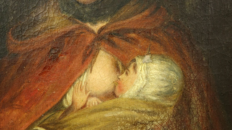 19th Century Oil On Canvas "The Wet Nurse". 