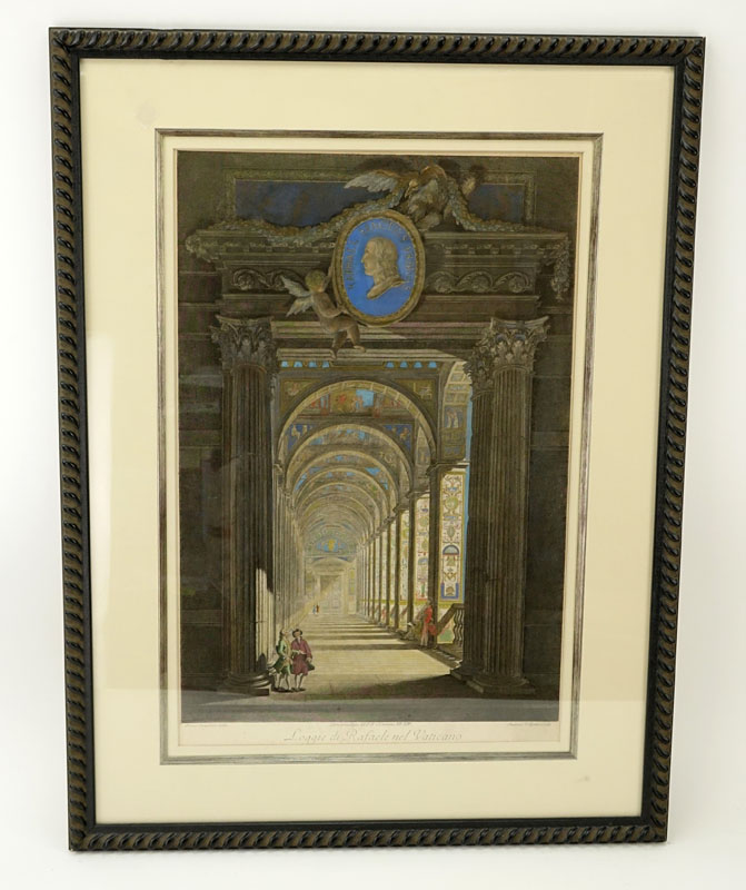 After: Raffaello Sanzio, Italian (1483-1520) Delle Logge di Rafaele nel Vaticano Color Engraving.