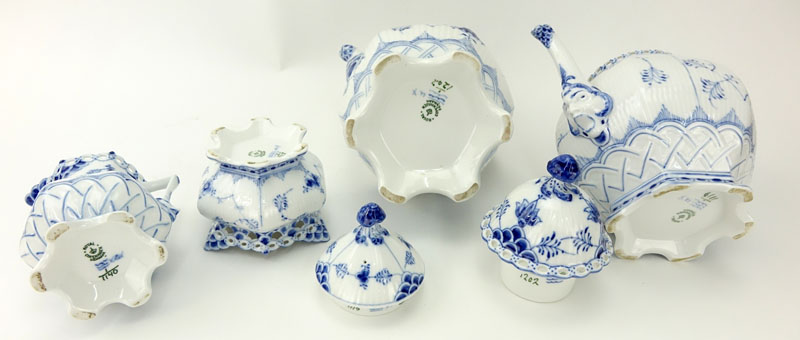 Four (4) Piece Royal Copenhagen Blue Lace Coffee/Tea Set.