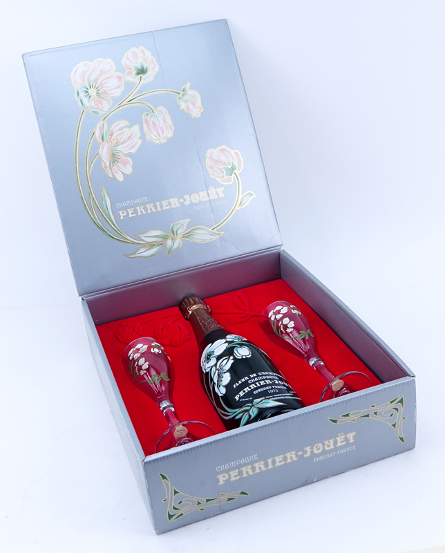 Vintage 1975 Perrier-Jouet Fleur de Champagne Bottle in Presentation Box.