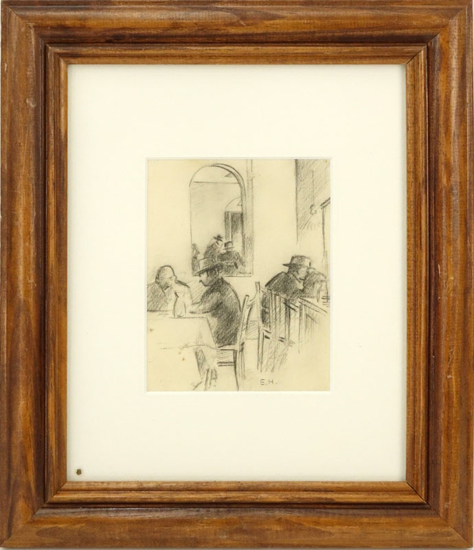 American School Pencil On Paper "Figures In A Restaurant". 