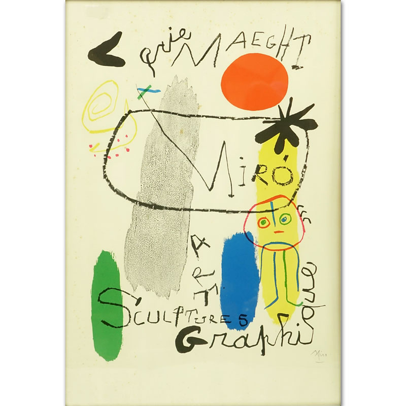 Joan Miro Gallerie Maeght Poster Print. Foxing and toning to paper.