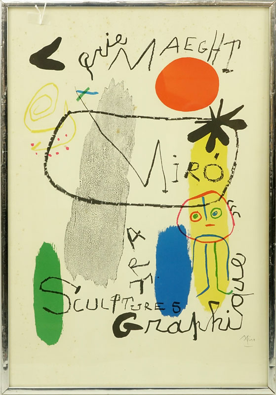 Joan Miro Gallerie Maeght Poster Print. Foxing and toning to paper.