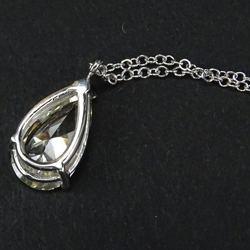 Vintage Approx. 1.96 Carat Pear Shape Diamond Solitaire Pendant Necklace.