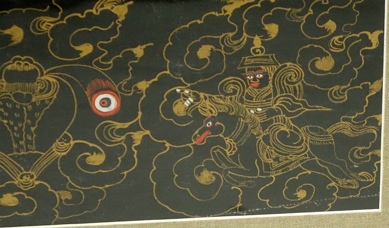 19/20th Century Tibetan Thangka Gouache Painting on Silk.