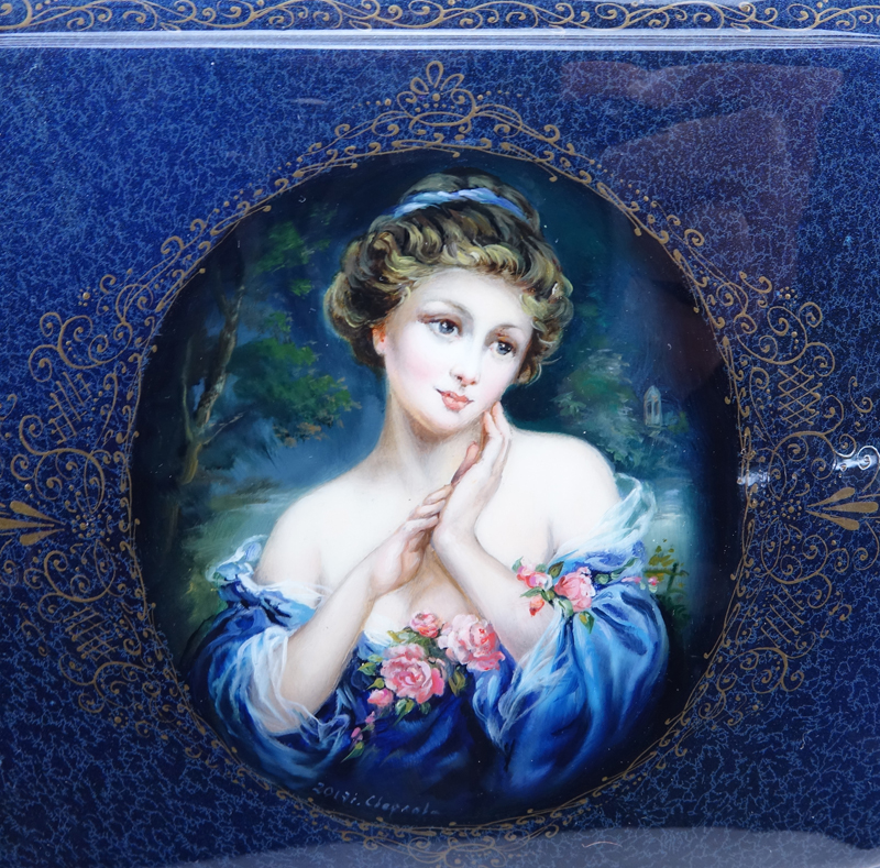 Russian Erotic Lacquered Paper Mache Box.