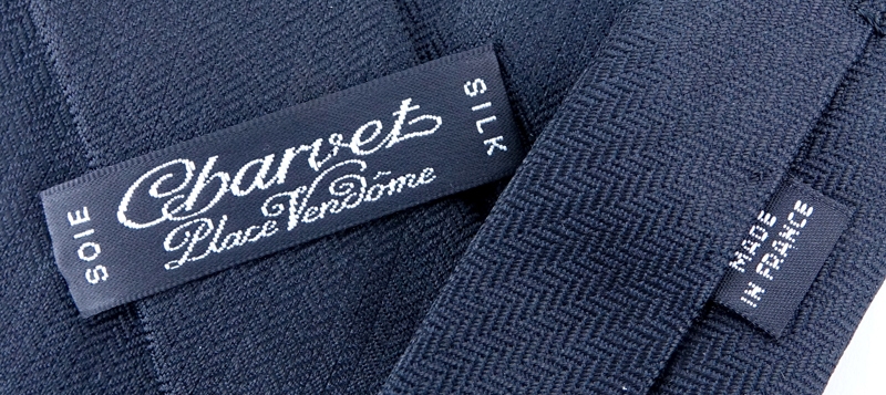 Charvet 100% Black Silk Tie. Labeled appropriately.