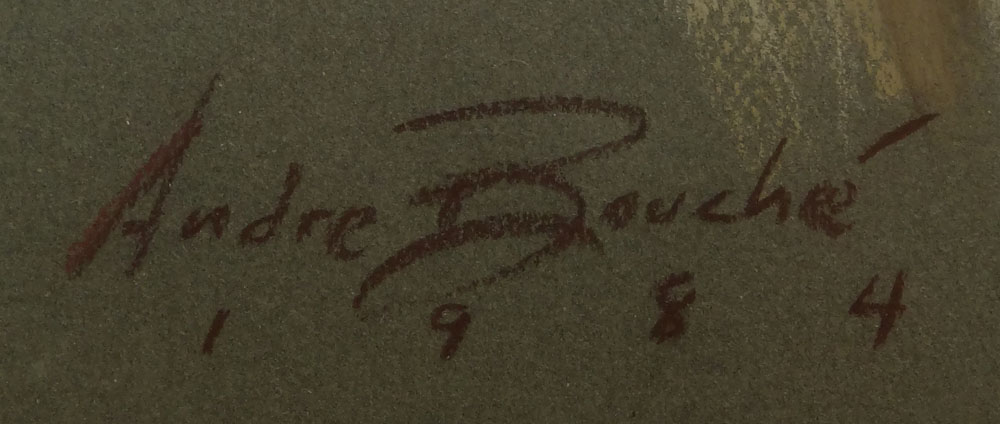 Andre Bouche, American  (1928 - 1989) Pastel on Paper "George Raft" Signed Lower left Andre Bouche 1984. 