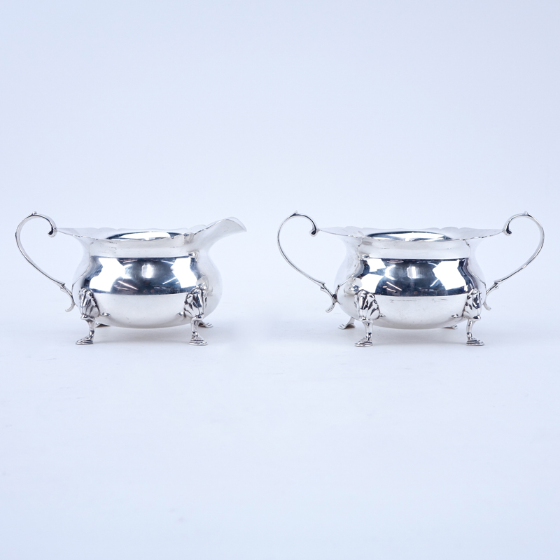 Pair of Art Nouveau Sterling Silver Creamer and Sugar.