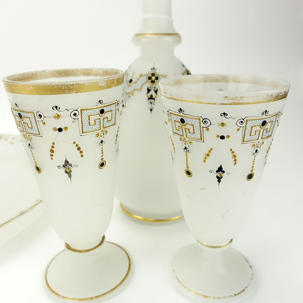 Five (5) Pieces Antique Opaline Glass Tabletop Items.