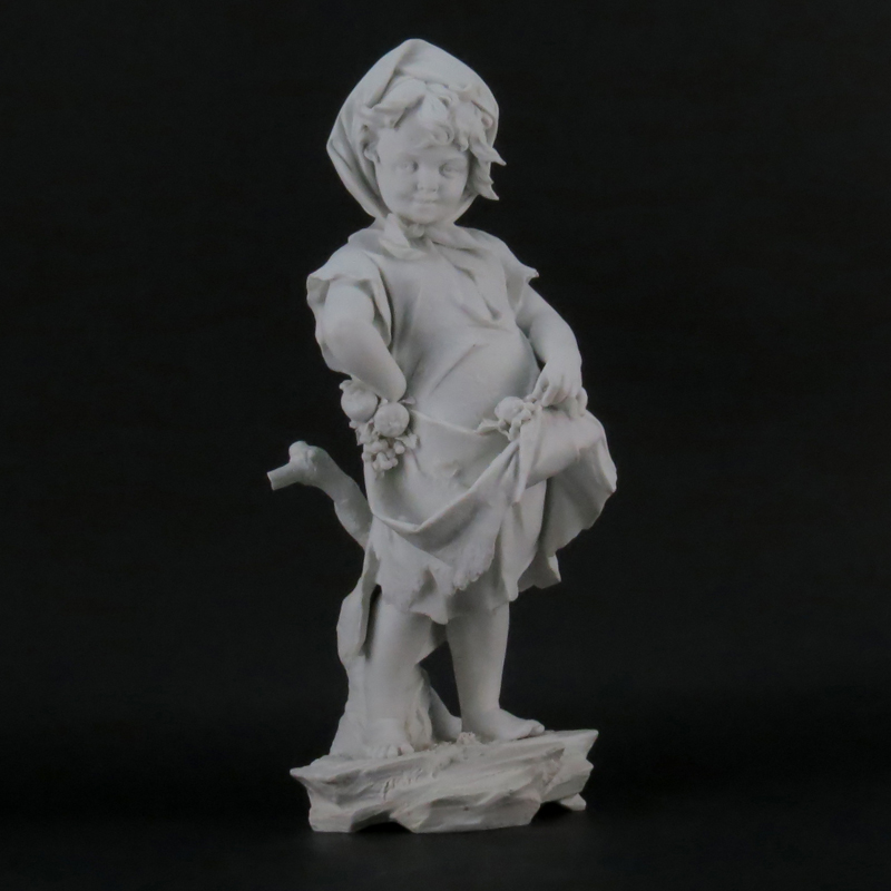19/20th Century German Volkstedt Bisque Porcelain Young Girl Figurine.