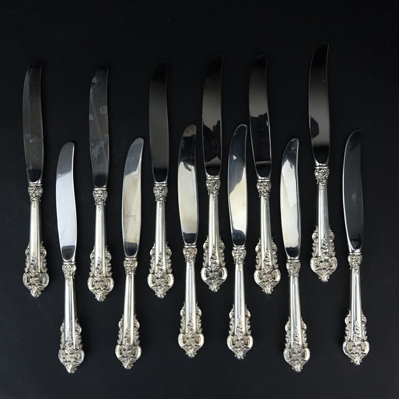 Set of Twelve (12) Wallace "Grand Baroque" Sterling Silver Knives. 