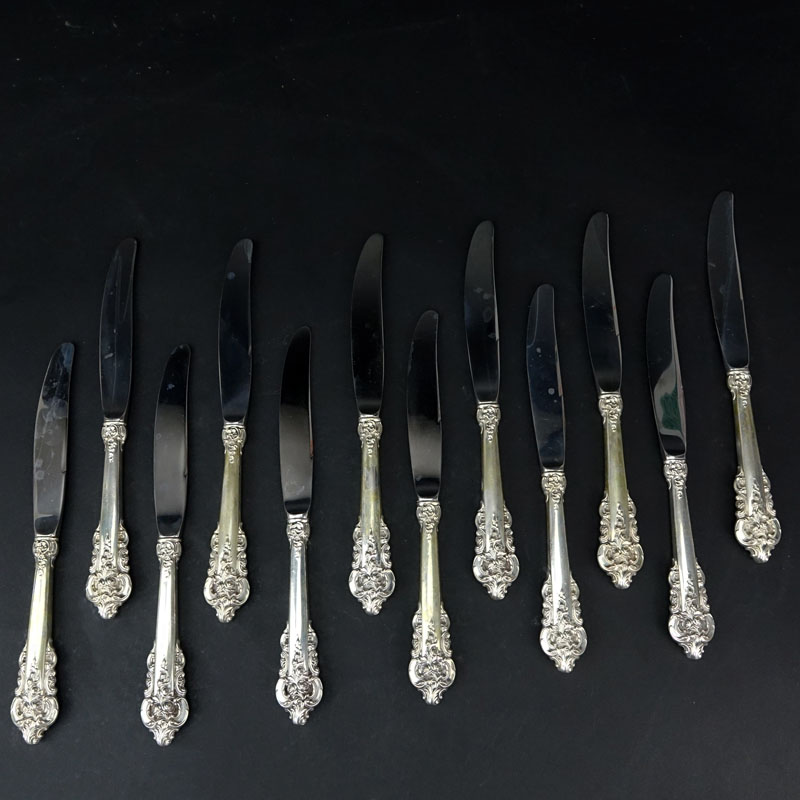 Set of Twelve (12) Wallace "Grand Baroque" Sterling Silver Knives. 