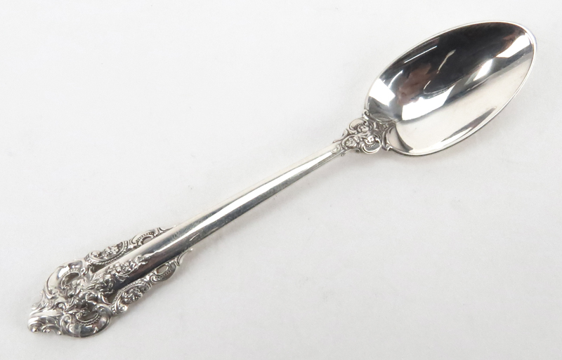 Set of Twelve (12) Wallace "Grand Baroque" Sterling Silver Teaspoons. Circa 1941. 