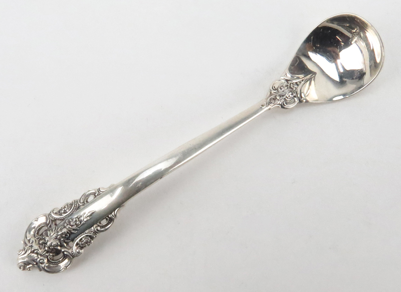 Set of Twelve (12) Wallace "Grand Baroque" Sterling Silver Mustard Spoons. 