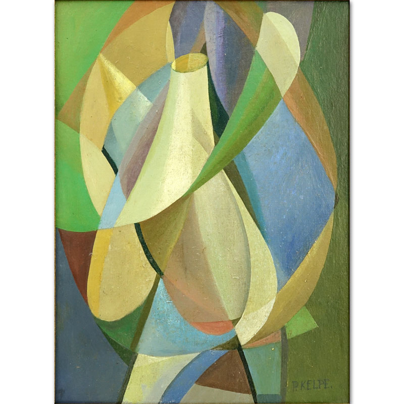 Paul Kelpe, German/American (1902-1985) Abstract Cubist Oil on Canvas Panel Signed Lower Right. 