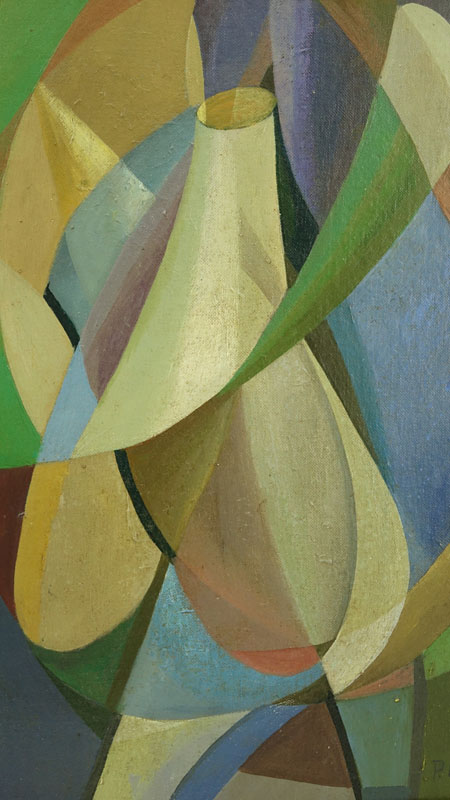 Paul Kelpe, German/American (1902-1985) Abstract Cubist Oil on Canvas Panel Signed Lower Right. 